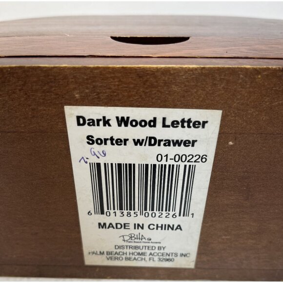 VTG PBHA Dark Wood Letter Sorter With Drawer Desk Organizer MCM - Picture 6 of 10